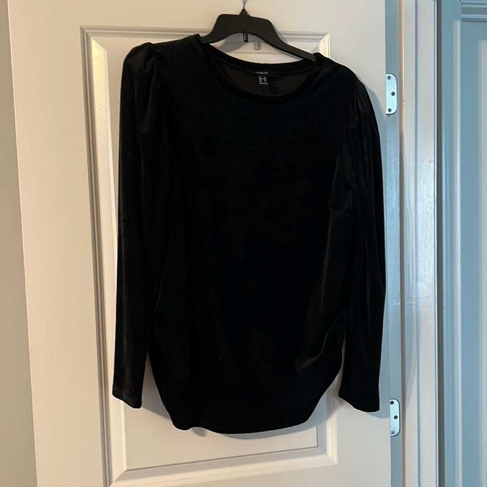 Black long sleeve polyester blouse
